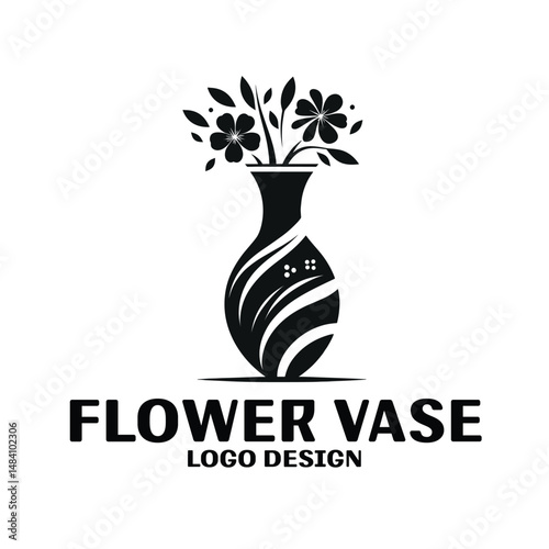 Flower Vase Vector Logo Design