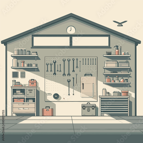 Garage Interior Vector Background