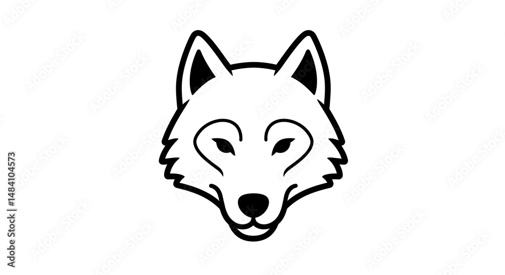 Naklejka premium Serene Wolf: Line Art Portrait