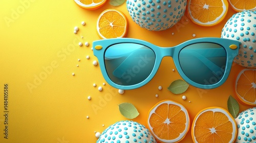 Summer Sunglasses and Orange Slices Artistic Composition