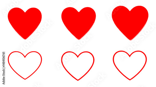 Red heart icons set vector