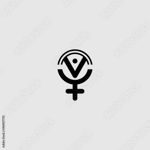 Unique graphical rendering of the female symbol for empowerment and inclusivity