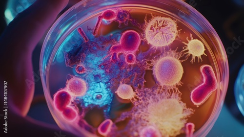 Microbial Cultures under Fluorescence Microscopy