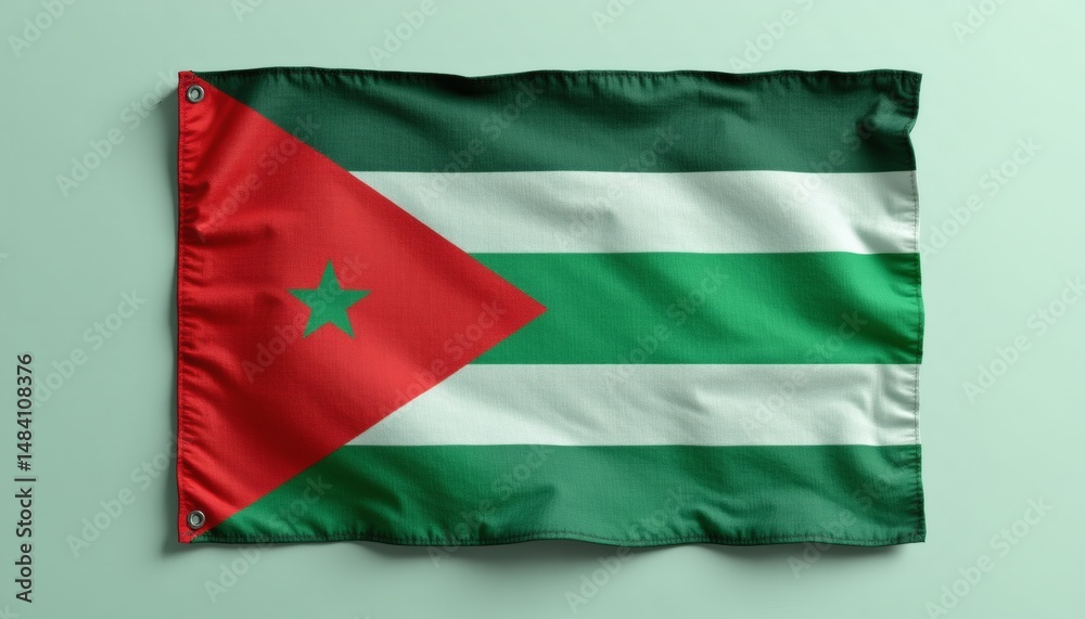 Obraz premium a minimalist depiction of a jordan flag during mental health awareness month, with soft greens and circles.