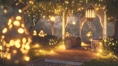 Enchanted Garden Pathway: A Night of Serene Illumination
