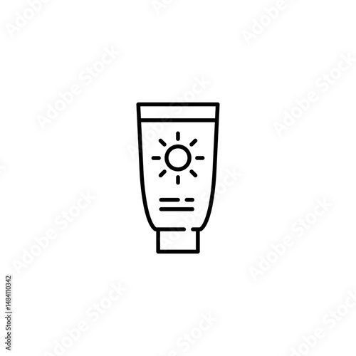 Sun cream bottle icon. Simple outline style. Tube sunblock, spf, protection, uv, sunscreen concept. Vector illustration isolated. Thin line symbol.