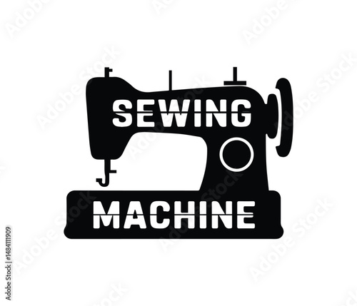 Sewing Machine Logo, Sewing Machine Icon, Vintage Sewing Machine Silhouette Vector – Retro Tailoring and Fashion Design Icon.