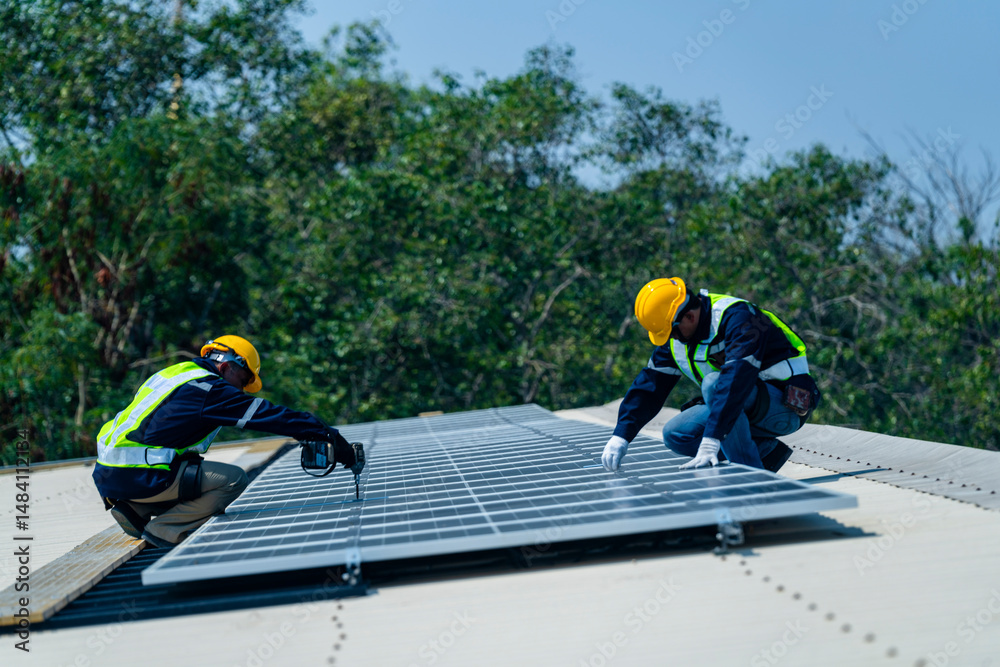 custom made wallpaper toronto digitalteam of professionals installs solar panels, ensuring energy efficiency and sustainable development. The image represents green energy, eco-conscious solutions, and future solar power technology.