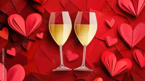 Romantic Valentine's Day Celebration with Sparkling Wine
