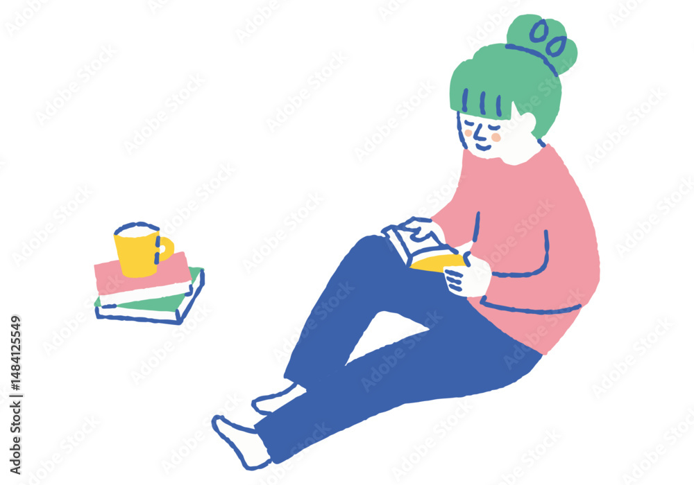 Fototapeta premium Woman relaxing and reading_Color