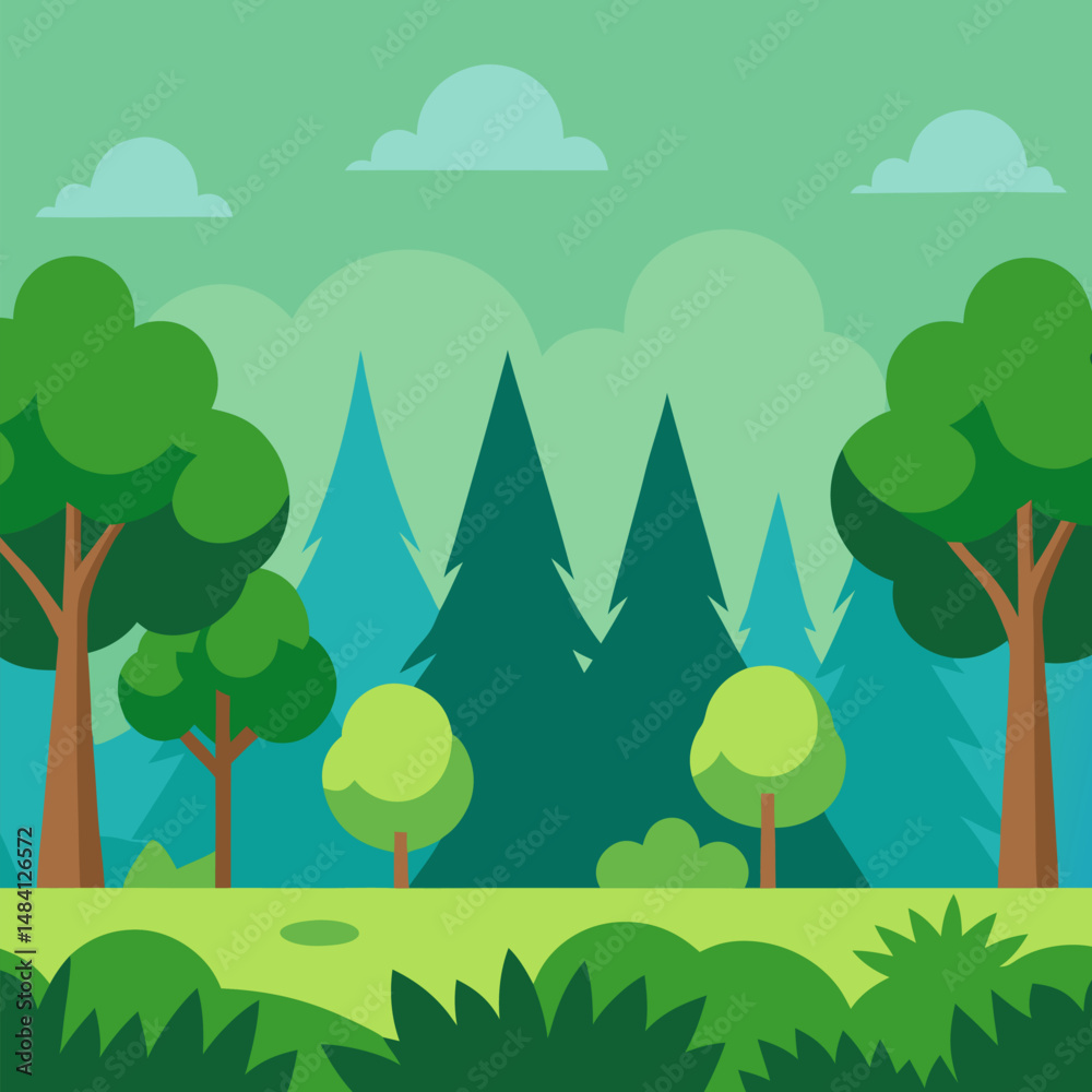 Obraz premium Seamless forest natural green vector background.