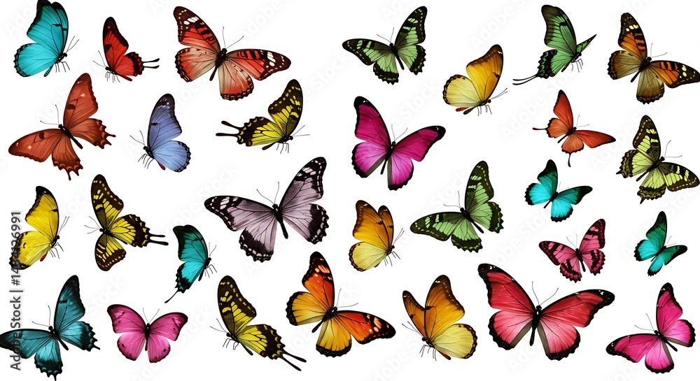 Fototapeta premium Vibrant Butterfly Symphony: A Kaleidoscope of Wings