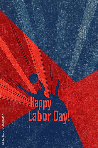 Celebratory design for Labor Day showcases vibrant colors and dynamic shapes, creating a festive atmosphere that honors the contributions of workers