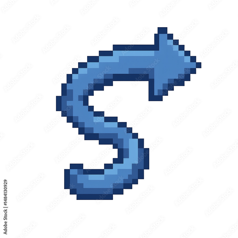 Obraz premium Pixel Art Blue Arrow
