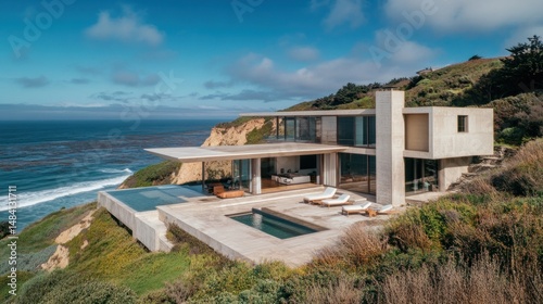 A cliffside house with breathtaking ocean views, modern architecture --ar 16:9 --v 6.1 Job ID: b493f8e7-b71f-41e4-9032-f39a42c33c59