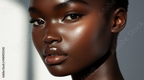 A close-up portrait of a woman with a glowing, dewy skincare look --ar 16:9 --v 6.1 Job ID: 3726e324-bbae-4d3f-b60d-d01b62fa5646