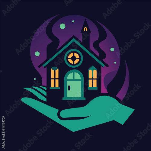 Highly Detailed Glowing House in Hand