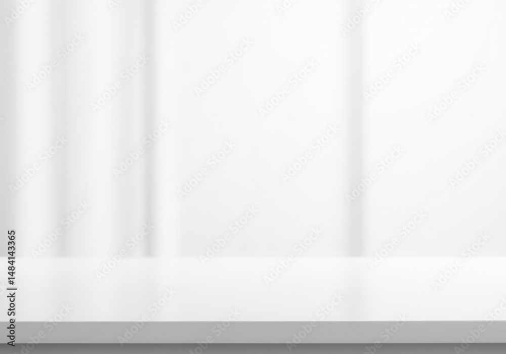 White table surface with light from window for product presentation White table surface with light from window for product presentation