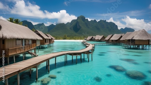 Overwater Bungalows in Crystal Lagoon with Mountain View Paradise Resort 