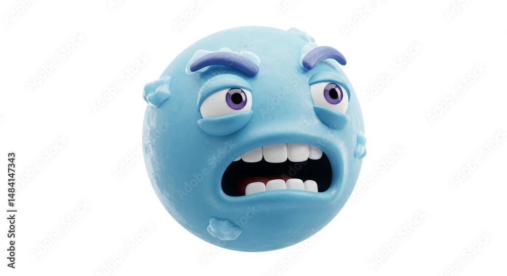 3D Render of a Frightened Ice Ball 3D Render of a Frightened Ice Ball