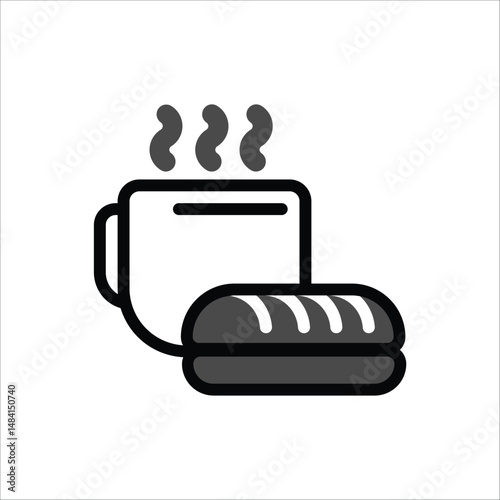 Art & Illustration, bread and coffee breakfast