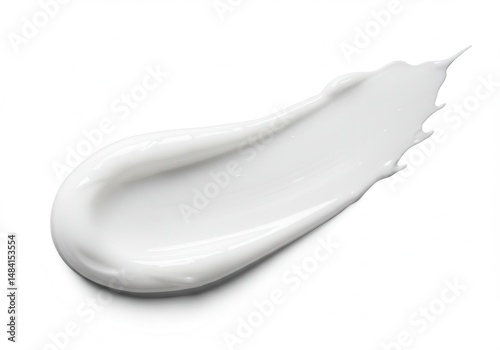 White cream smear on a white background, beauty product sample