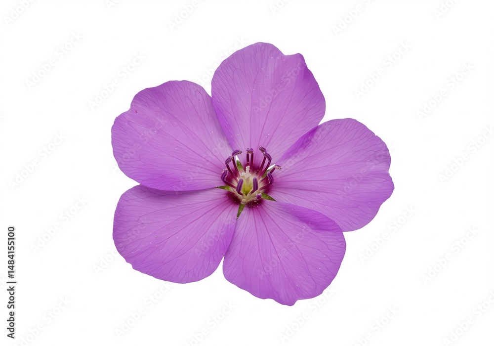 Fototapeta premium Single tibouchina flower with five petals, isolated on white background