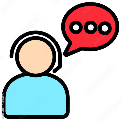 Customer Chat outline color, mini illustration icon. use for modern concept, print, UI, UX kit, web and app development. Vector related to sales, logistic and ecommerce