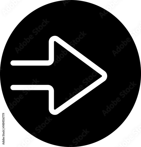 A arrow to the side on a black circle.