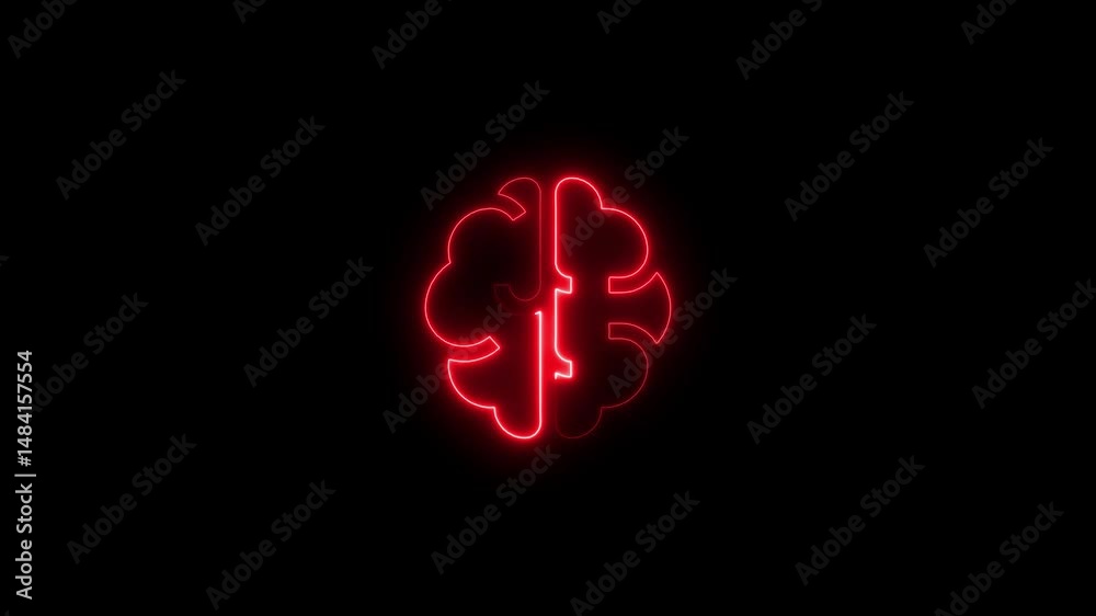 Glowing red neon brain symbolizing ideas creativity and human cognition Glowing red neon brain symbolizing ideas creativity and human cognition