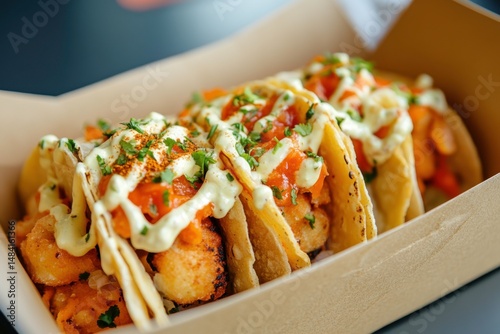 tacos in takeaway box