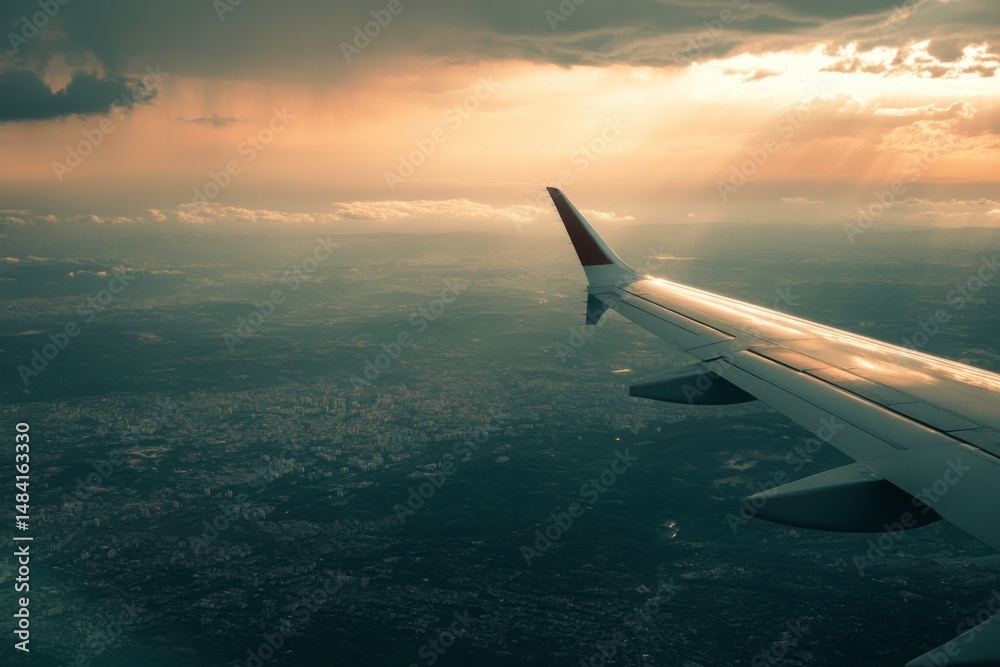 Fototapeta premium view from airplane wings over the clouds