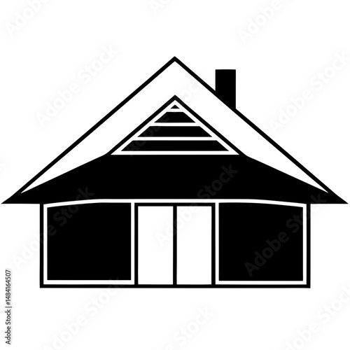 Business Building Hut Line Art Icon Silhouette Vector Illustration for Minimalist Design Projects