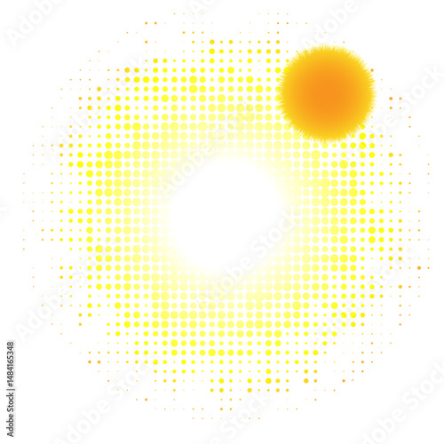  黄色の暑い真夏の太陽・熱中症のベクター背景透過イラスト背景素材 2