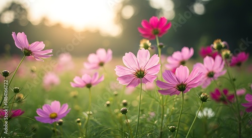 Golden Hour Cosmos: A Field of Dreams