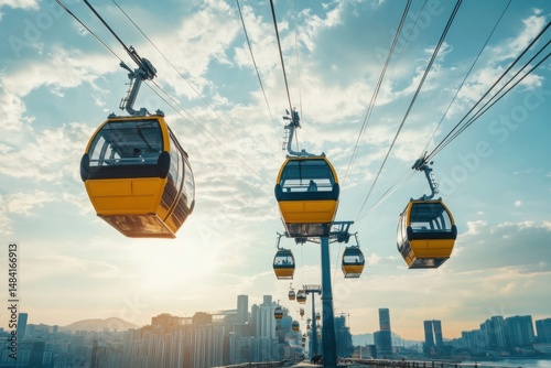 yellow cable car in the city