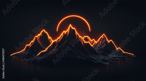 Abstract glowing orange mountains