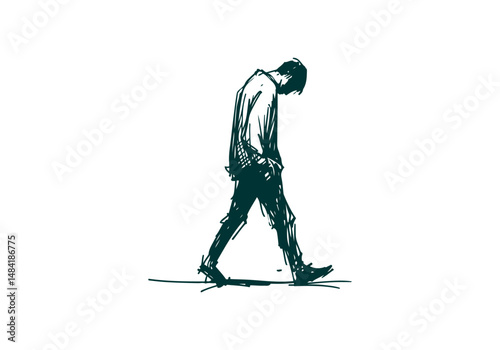Loneliness hand drawn vector illustration