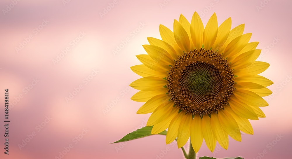 Fototapeta premium Golden Hour Sunflower: Sunset Serenade