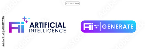 set of Artificial intelligence stars app logo colorful. Create generate prompt ai application symbol collection vector