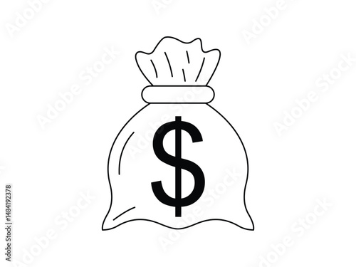Money Bag Logo Images Line Art Vector Template