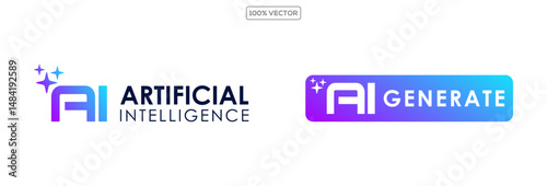 set of Artificial intelligence stars app logo colorful. Create generate prompt ai application symbol collection template