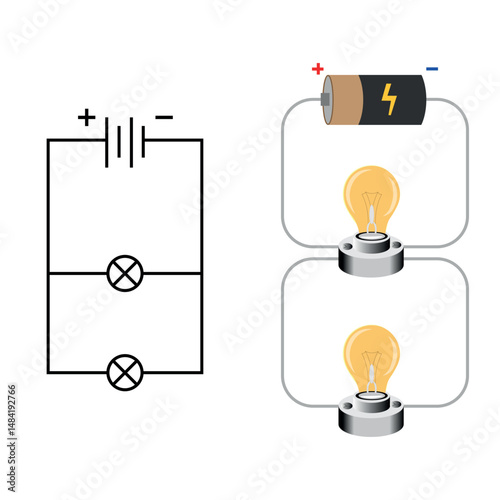 Parallel circuit, with lamp and battery.