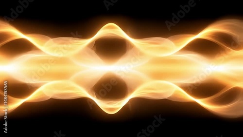 Abstract glowing wave pattern with vibrant colors and dynamic energy on a black background
