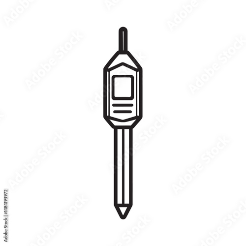 Black outline of a hydrometer, a device used to measure liquid density, isolated