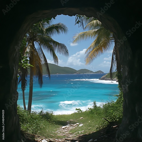 Tropical Island Paradise View from Cave