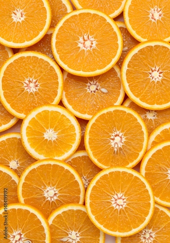 Fresh orange slices background healthy fruit citrus vitamin c juicy oranges vibrant color texture 100 character