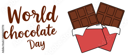 international world chocolate day poster banner flat color vector illustration template design