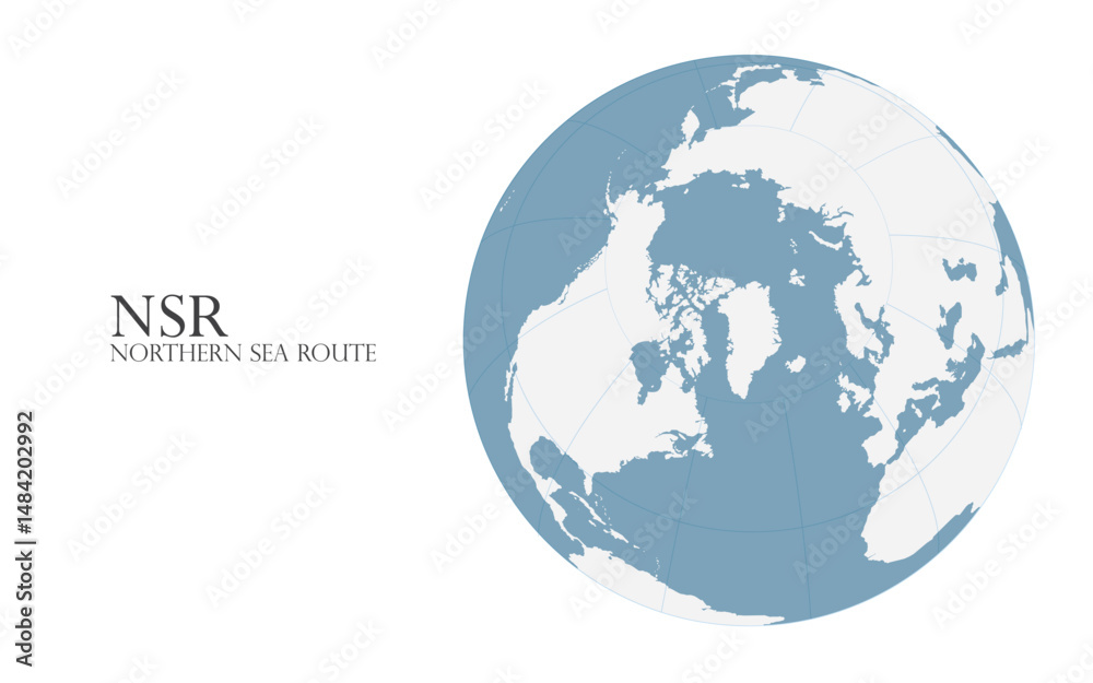 Fototapeta premium Vector illustration of a map of the Northern Sea Route and a globe image showing the Northern Sea Route