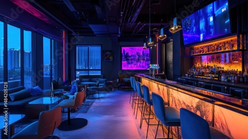 A cyberpunk high-tech apartment with neon accents and holographic displays --ar 16:9 --v 6.1 Job ID: e123851b-f428-4acb-8ab3-7289ac75c3a3